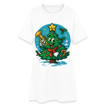 Arbre de Noël joyeux jouant de la trompette Design - Robe T-shirt Femme - blanc - Devant