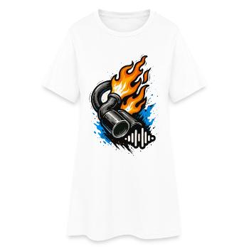 Flaming Exhaust Tuning Shirt Car Motorcycle - Women’s T-Shirt Dress - white - Front