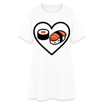 Sushi Herz Maki Lachs Japan Food Lover - Frauen T-Shirt-Kleid - Weiß - Vorne