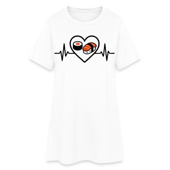 Sushi Coeur Maki Saumon Japon Gourmand - Robe T-shirt Femme - blanc - Devant
