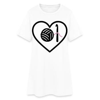 Häkeln Stricken Herz Garn Rosa Handarbeit Frau - Frauen T-Shirt-Kleid - Weiß - Vorne