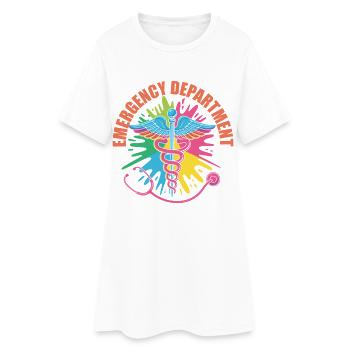 Emblème d’urgence coloré - Robe T-shirt Femme - blanc - Devant