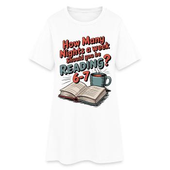 Reading motivation 6-7 nights retro flowers - Women’s T-Shirt Dress - white - Front