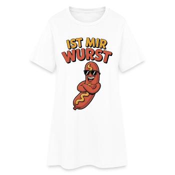 Ist mir Wurst – coole Wurst mit Spruch - Frauen T-Shirt-Kleid - Weiß - Vorne
