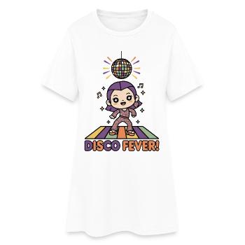 Fièvre disco | Chibi Girl Soirée de danse Rétro des années 70 - Robe T-shirt Femme - blanc - Devant