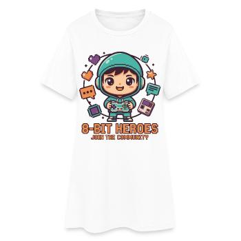 HÉROS 8 BITS | Jeux Rétro Chibi Communauté Pixel - Robe T-shirt Femme - blanc - Devant