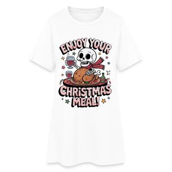 Le squelette mange le repas de Noël, l’humour noir Noël - Robe T-shirt Femme - blanc - Devant