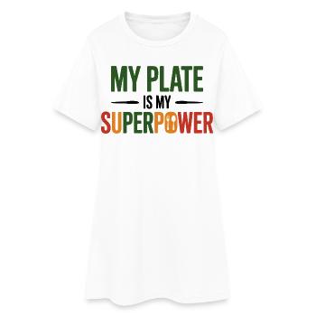 Mon assiette est mon super-pouvoir Diététicien expert - Robe T-shirt Femme - blanc - Devant