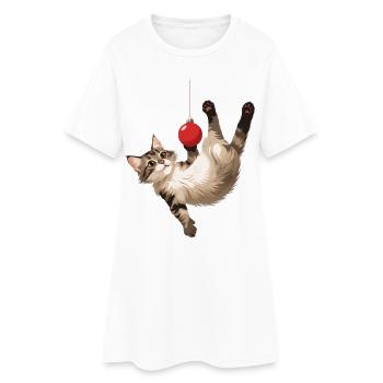 Cat acrobat ball game - Women’s T-Shirt Dress - white - Front
