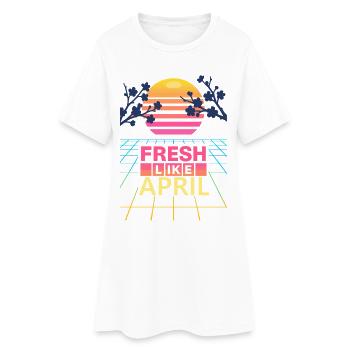 FRESH LIKE APRIL Retro Frühling Kirschblüte - Frauen T-Shirt-Kleid - Weiß - Vorne