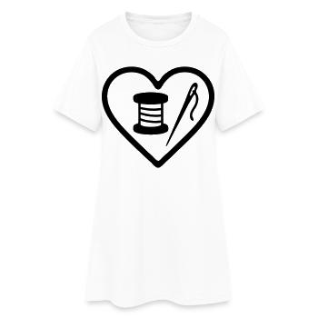 Herz + Nähen – Nähen aus Leidenschaft - Frauen T-Shirt-Kleid - Weiß - Vorne