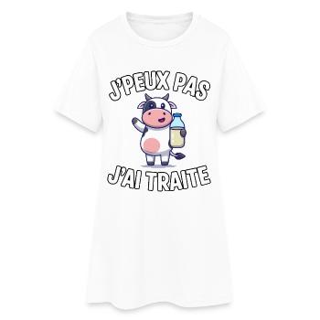 J’peux Pas J’ai Traite – Humour Agriculteur - Robe T-shirt Femme - blanc - Devant