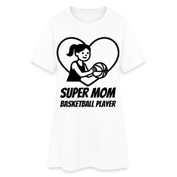 Super Mama Basketballerin – Herz Design - Frauen T-Shirt-Kleid - Weiß - Vorne