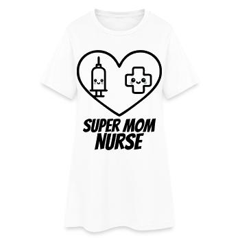 Super Mama Krankenschwester – Medizin Herz - Frauen T-Shirt-Kleid - Weiß - Vorne