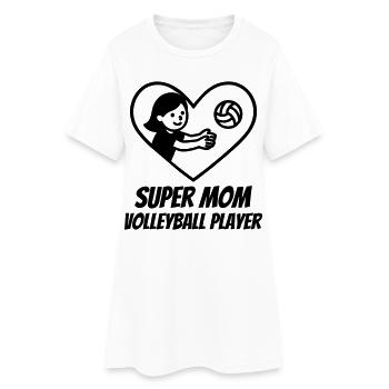 Super Mama Volleyballerin – Herz Volleyball - Frauen T-Shirt-Kleid - Weiß - Vorne