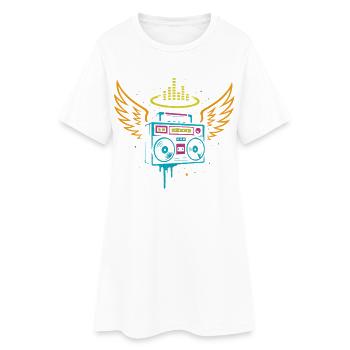 Neon Boombox Engel, Street Music Vibes - Frauen T-Shirt-Kleid - Weiß - Vorne