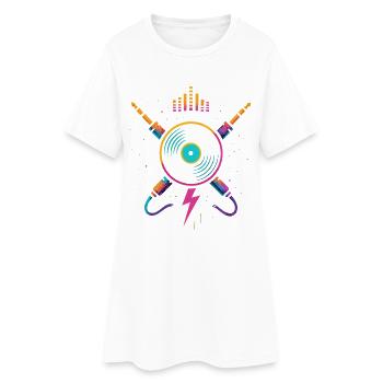 Neon Rainbow Vinyl, Happy Rave Sound - Frauen T-Shirt-Kleid - Weiß - Vorne