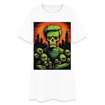 Neon Zombie mit Skelett Kugeln - Frauen T-Shirt-Kleid - Weiß - Vorne