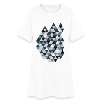 Blue Triangle Mosaic Geometry Triangles - Women’s T-Shirt Dress - white - Front