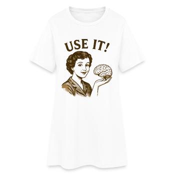 Use It! Vintage Frau mit Gehirn - Frauen T-Shirt-Kleid - Weiß - Vorne