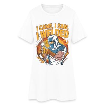 Soudeur, je suis venu, j’ai vu que j’ai soudé, métier de soudur. - Robe T-shirt Femme - blanc - Devant