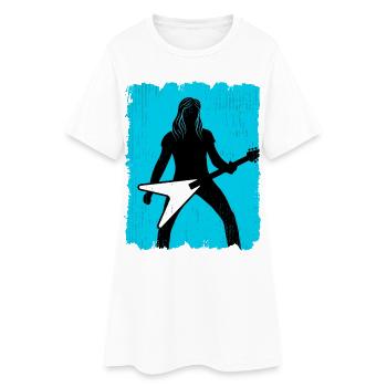 Heavy-Metal-Gitarristen-Poster - Frauen T-Shirt-Kleid - Weiß - Vorne