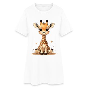 Amis Cœur Bébé Girafe Câlin - Robe T-shirt Femme - blanc - Devant