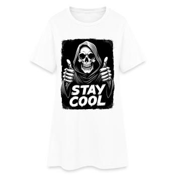 Reste calme, Crâne de la Faucheuse - Robe T-shirt Femme - blanc - Devant