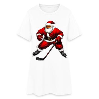 Weihnachten Eishockeyspieler - Frauen T-Shirt-Kleid - Weiß - Vorne