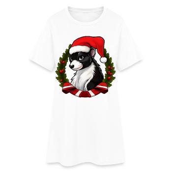 Skunk Père Noël - Robe T-shirt Femme - blanc - Devant
