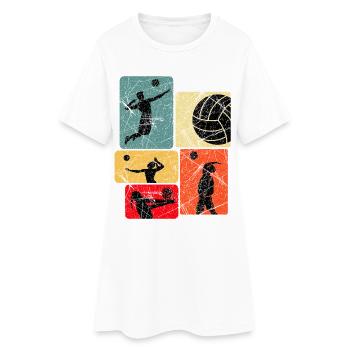Silhouettes de volleyball Blocs de couleurs rétro - Robe T-shirt Femme - blanc - Devant