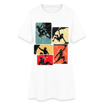 Kletterfreude Quadratpanel - Frauen T-Shirt-Kleid - Weiß - Vorne