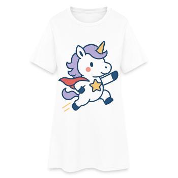 Lachendes Super Einhorn, Held des Alltags - Frauen T-Shirt-Kleid - Weiß - Vorne