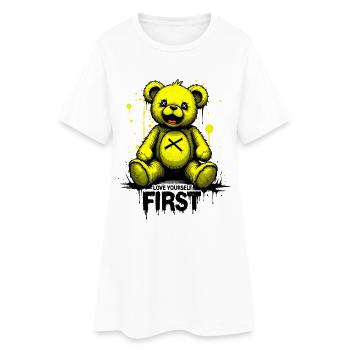 Aime-toi d’abord Teddy Bear Graffiti - Robe T-shirt Femme - blanc - Devant