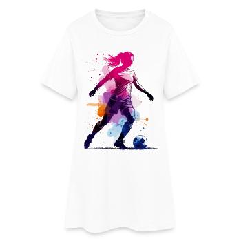 Fußball Fußballerin, Fussballspielerin, bunt Frau - Frauen T-Shirt-Kleid - Weiß - Vorne