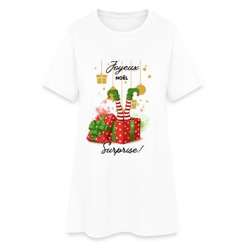 Joyeux_noel_surprise - Robe T-shirt Femme - blanc - Devant