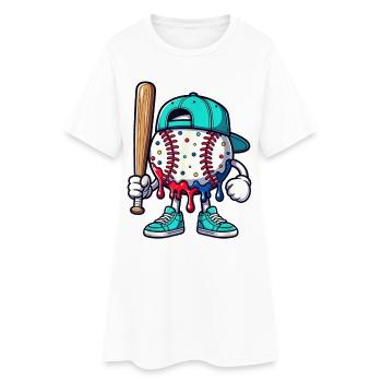 Mascotte de baseball fondante avec une batte - Robe T-shirt Femme - blanc - Devant