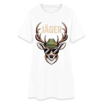 Cerf chasseur avec lunettes de soleil chapeau - Robe T-shirt Femme - blanc - Devant