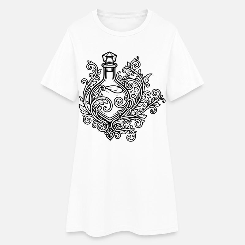 Fiole d'elixir et fleurs - Robe T-shirt Femme - blanc