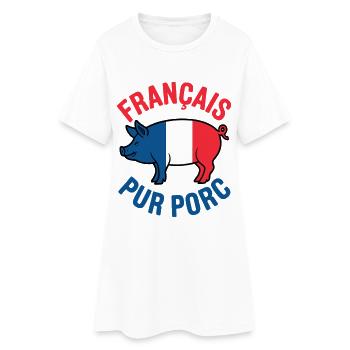 Français Pur Porc Design Humoristique - Robe T-shirt Femme - blanc - Devant