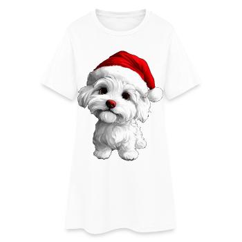 Noël chiot - Robe T-shirt Femme - blanc - Devant