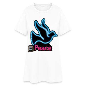 DOVE NEON – Frieden & Liebe - Frauen T-Shirt-Kleid - Weiß - Vorne