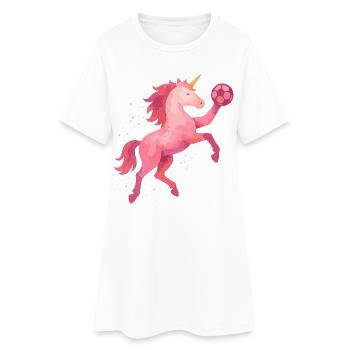 Aquarelle licorne Handball, Cheval rose, Fille - Robe T-shirt Femme - blanc - Devant
