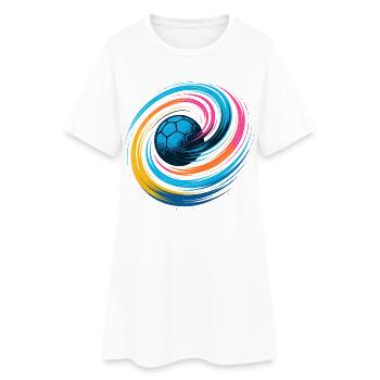 Balle néon de handball, lancer tourbillon coloré, dynamique - Robe T-shirt Femme - blanc - Devant