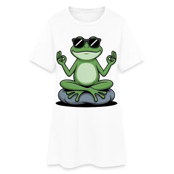 Zen frog with sunglasses - Women’s T-Shirt Dress - white - Front