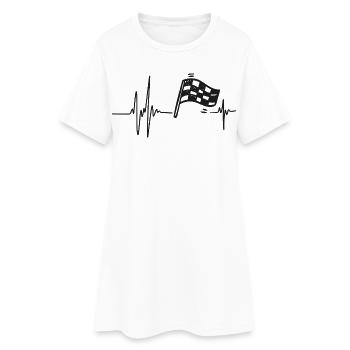 Course Automobile | Cœur Bat Drapeau à Damier - Robe T-shirt Femme - blanc - Devant