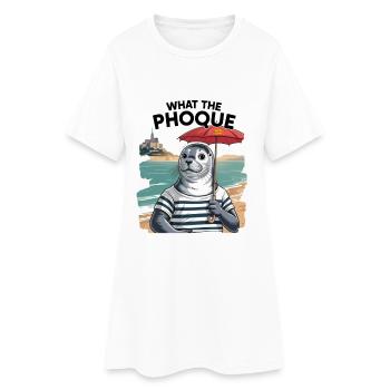 Cadeau Humour Normandie Phoque Normand Fierté - Robe T-shirt Femme - blanc - Devant