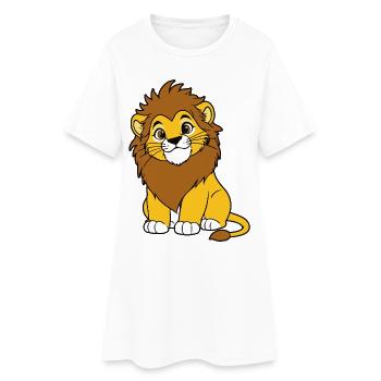 Petit Lion de la Savane – Illustration Lionceau - Robe T-shirt Femme - blanc - Devant
