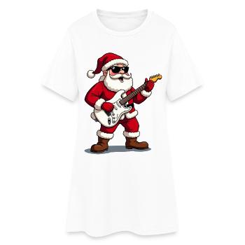 Rocking Santa Weihnachtsmann mit Gitarre - Frauen T-Shirt-Kleid - Weiß - Vorne
