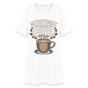 Nutritionniste avant le café, diététicien, amateur de café. - Robe T-shirt Femme - blanc - Devant